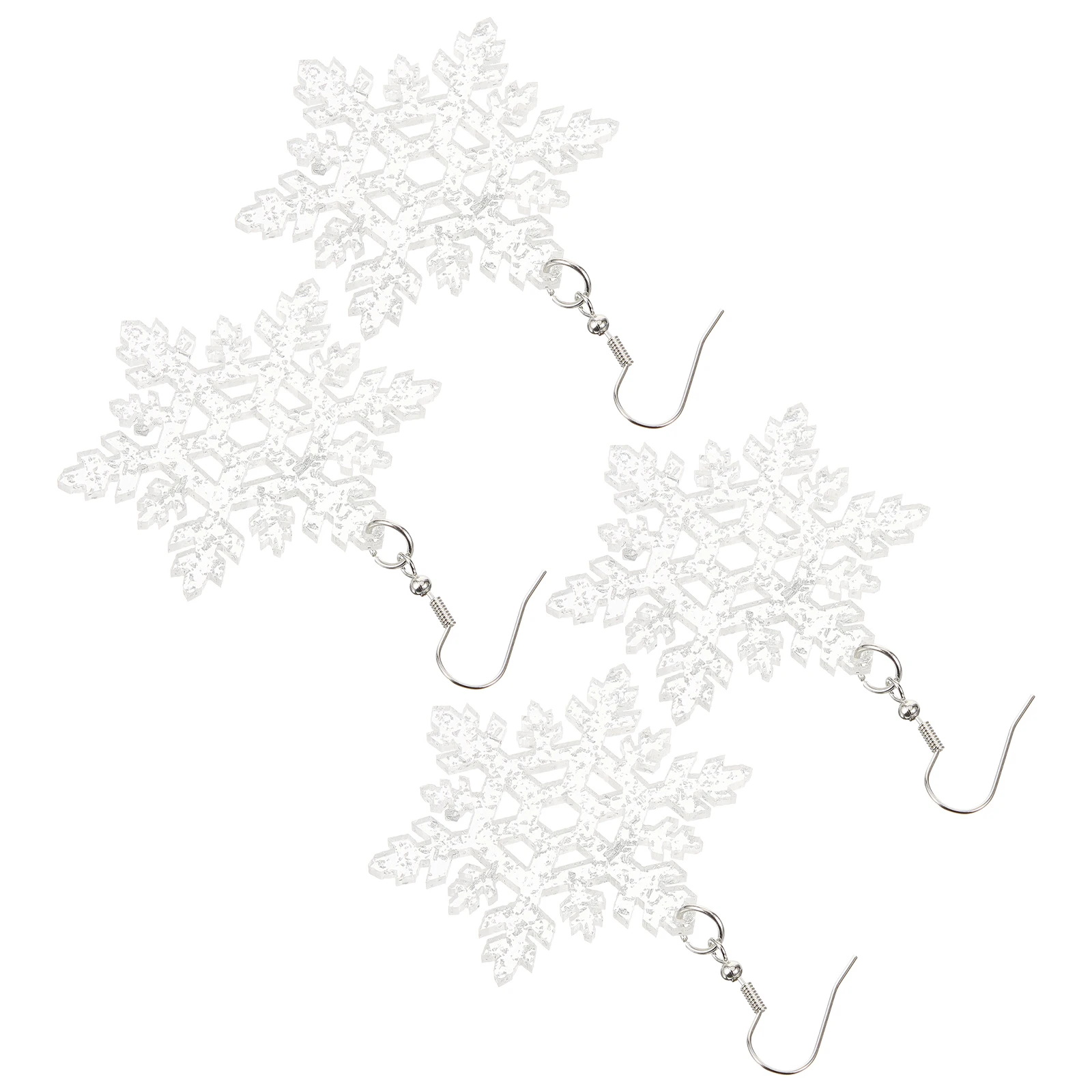 2 pares de brincos de prata floco de neve lantejoulas amuletos de gota de Natal joias da moda para mulheres miss