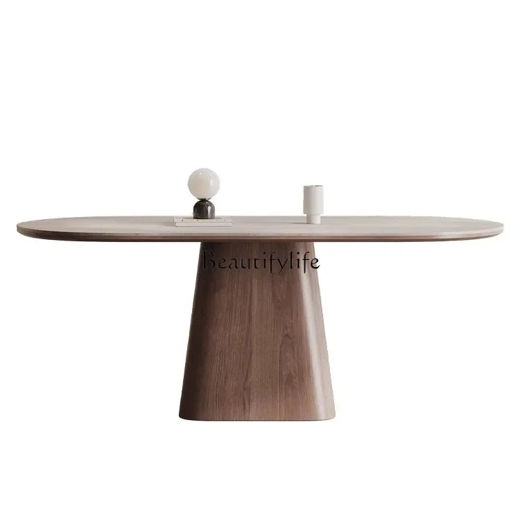 Nordic rock slab dining table modern simple small apartment retro style rectangular ash solid wood