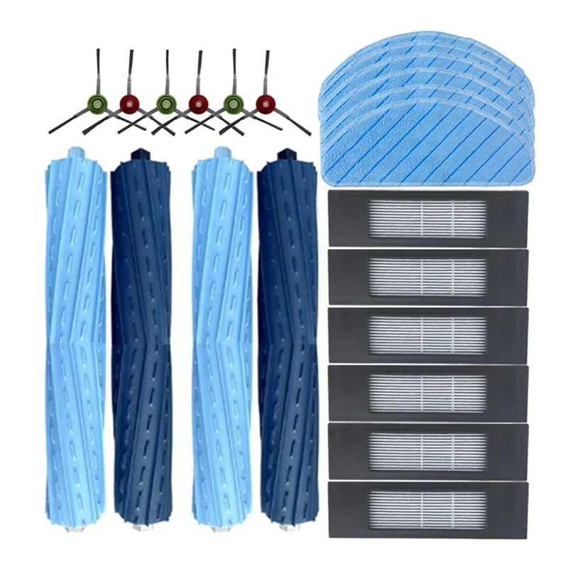 A02V-Kain Pel Pengganti Filter Sikat Sisi Utama 22 Buah untuk Ecovacs DEEBOT T9 AIVI/T9 AIVI + Bagian Penyedot Debu Robot