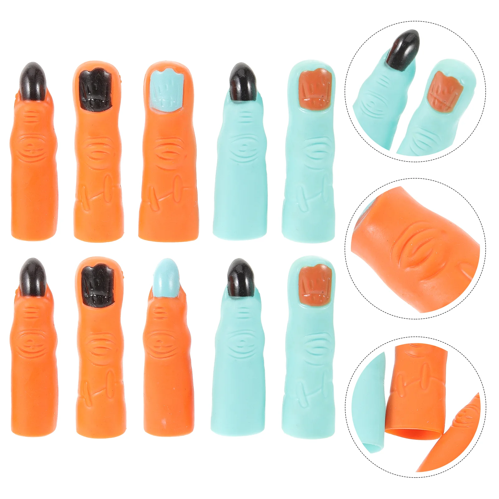 

10 Pcs Finger Toys Halloween Colored Nail Sets Trick Makeup Props DIY Fake Nails False