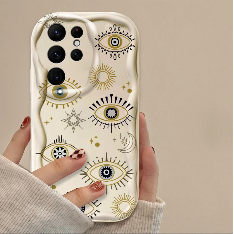 Moon Sun God Eyes Graphic Soft Phone Case For Samsung Galaxy S25 S24 Ultra S23 S22 S21 S20 Plus FE A56 A36 A26 Shockproo Cover