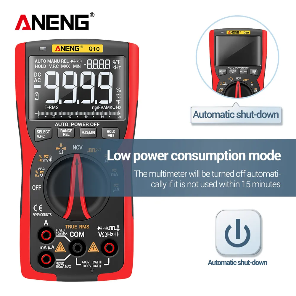 ANENG Q10 9999 Counts Digital Professional Multimeter True RMS Voltmeter Ammeter Electric Ohm Hz Diode Tester for Electrician