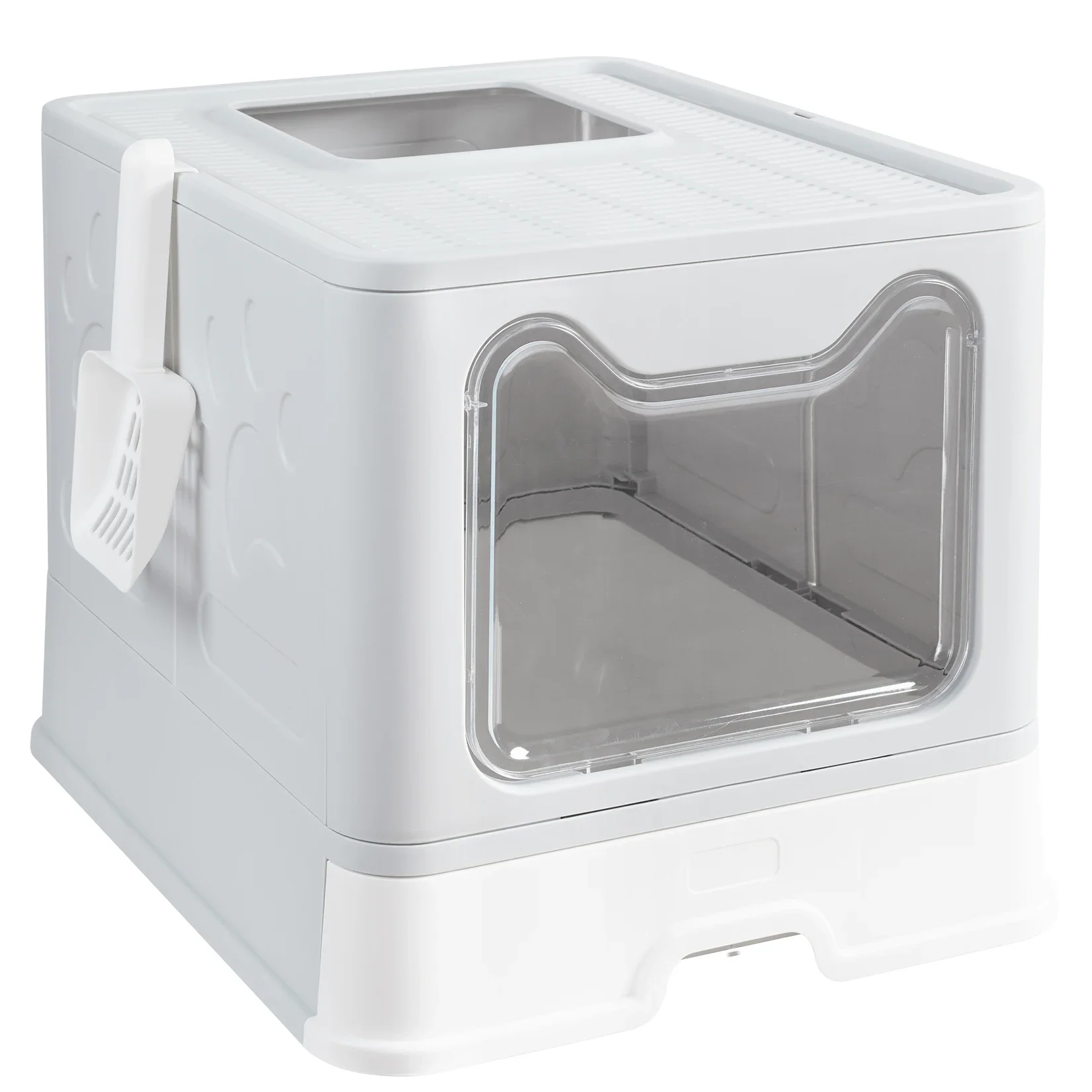Bingopaw XXL Large Space Foldable Cat Litter Box with Front Entry & Top Exit with Tray view 4