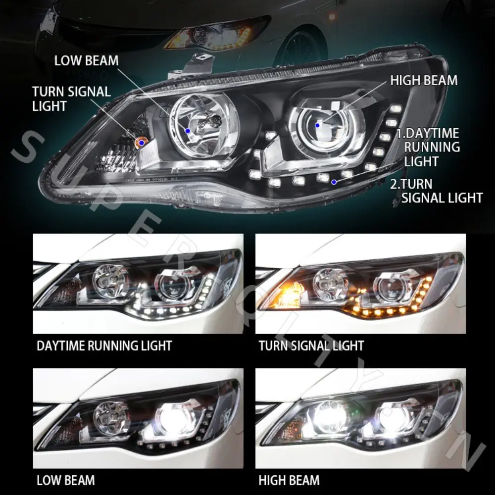 Eagle Eye Headlights for Honda Civic 2012-2015 Headlight 2006-2011 CIIMO FD2 Headlight LED DRL Turn Signal High Beam Projector