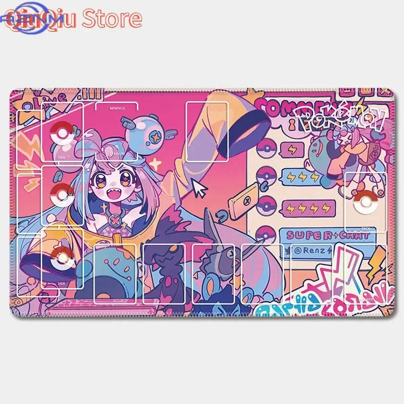 Vibrant Graffiti Cartoon Pokemon Art Print Mouse Pad, Durable Waterproof Non Slip Game Mat for TCG Card Playing