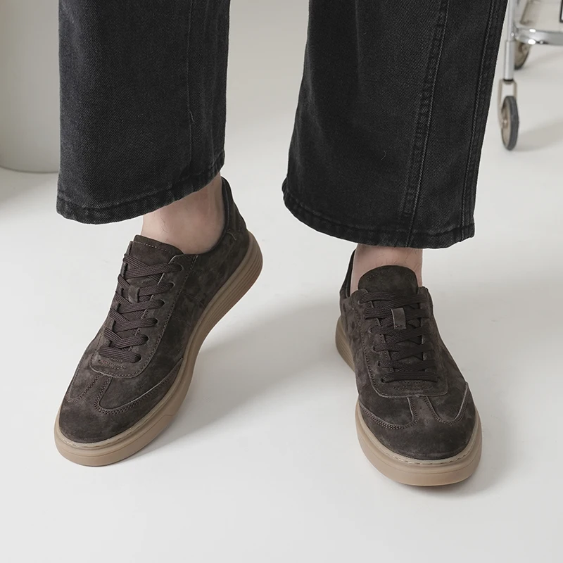Men Top Layer Pigskin Leather Skate Shoes Breathable Lightweight Casual Street Fashion Low Top Sneakers