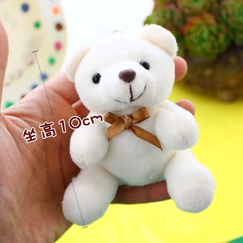 

10CM Kawaii Teddy Bears Plush Toys Soft Stuffed Animals Bear With Bow Tie doll Bag Pendant auto Decoration Kids Birthday Gift