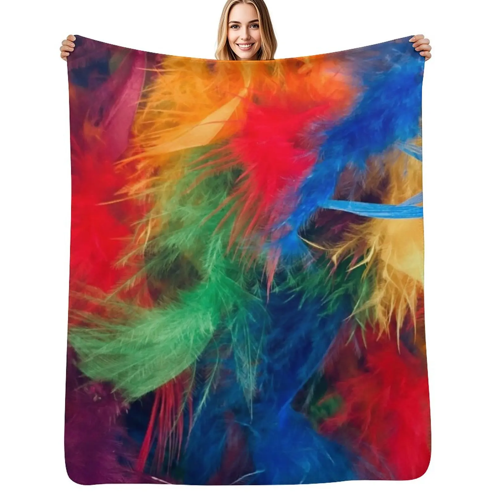 

Feathers Carnival colors by Iritof Throw Blanket Ultra Plush Cozy Blanket for Napping Sleeping