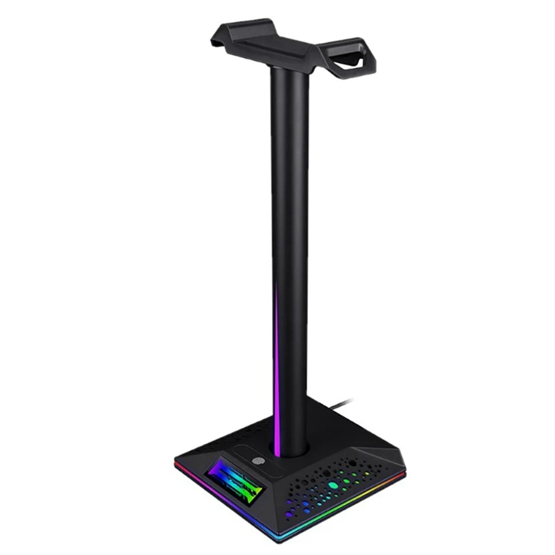 RGB Gaming Headphone Stand Dual USB Port Touch Control Strip Gaming Headset Holder Hanger Earphone Accessories