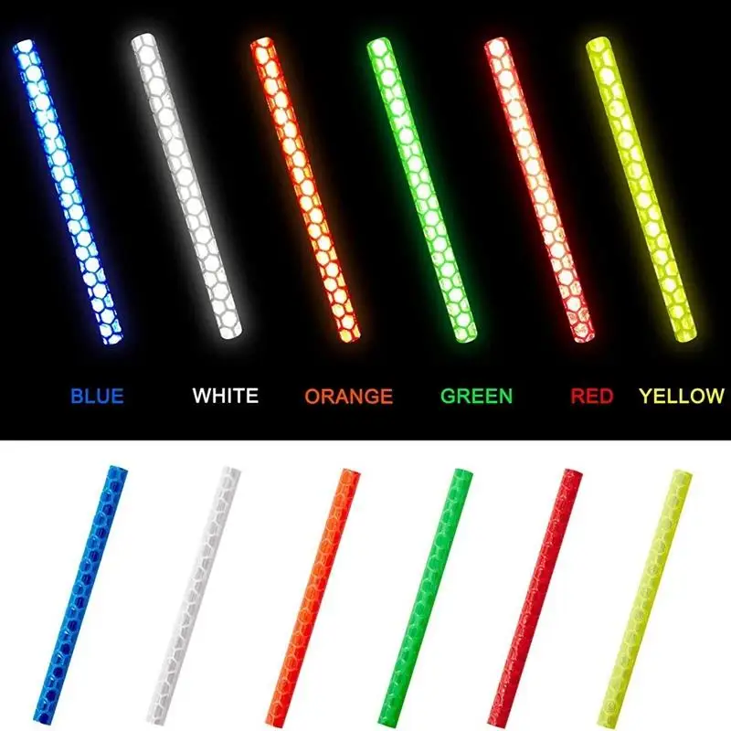 Bicycle Wheel Spokes Reflective Sticker Tube Strip Warning Light DIY 7.5cm MTB Cycling Reflector Reflective Safety Kit