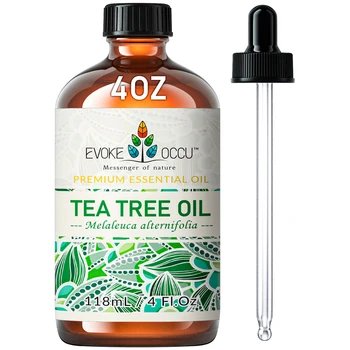 EVOKE OCCU Tea tree Essential Oils, 118ML/4 Fl.Oz. Premium Plant Oil for Diffuser, Candle Soap Making, Add to Shampoo, Body,
