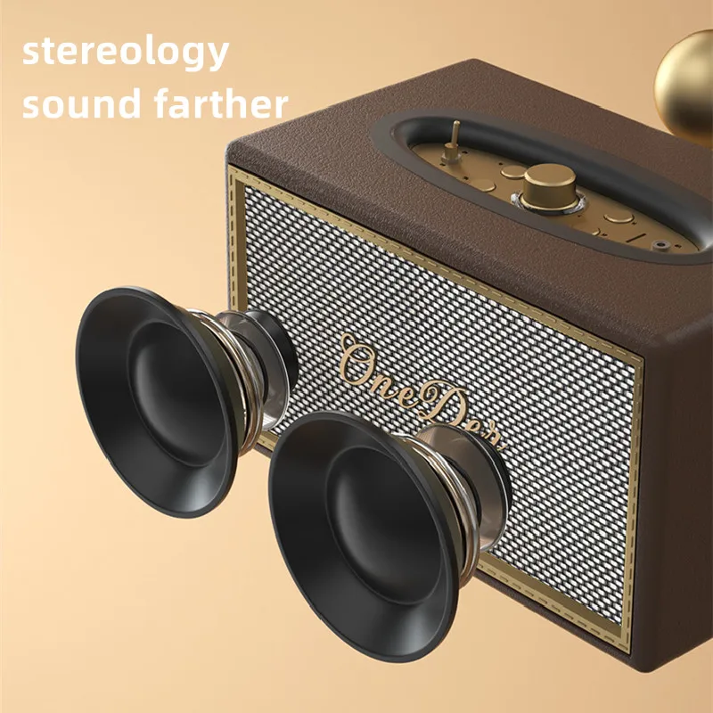 Imagem -05 - Oneder d6 40w de Alta Potência Portátil sem Fio Bluetooth Alto-falante Vintage Estilo Clássico Madeira do Vintage Aux tf fm Rádio Caixa Som