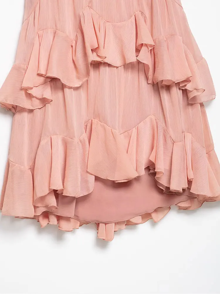 2025 ฤดูร้อนสบายๆหวานผู้หญิงชุด Cami แขนกุดมินิจีบชุดใหม่แฟชั่นวันหยุด