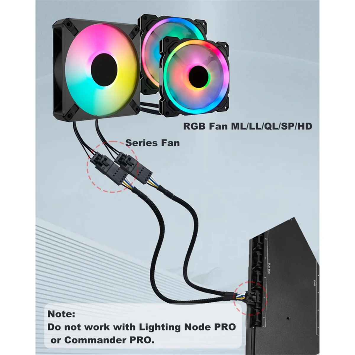 N88R RGB-splitter voor Corsair RGB HUB, Lighting Node Core en ICUE Commander CORE XT 4-pins man-vrouw ventilatorverlengkabel