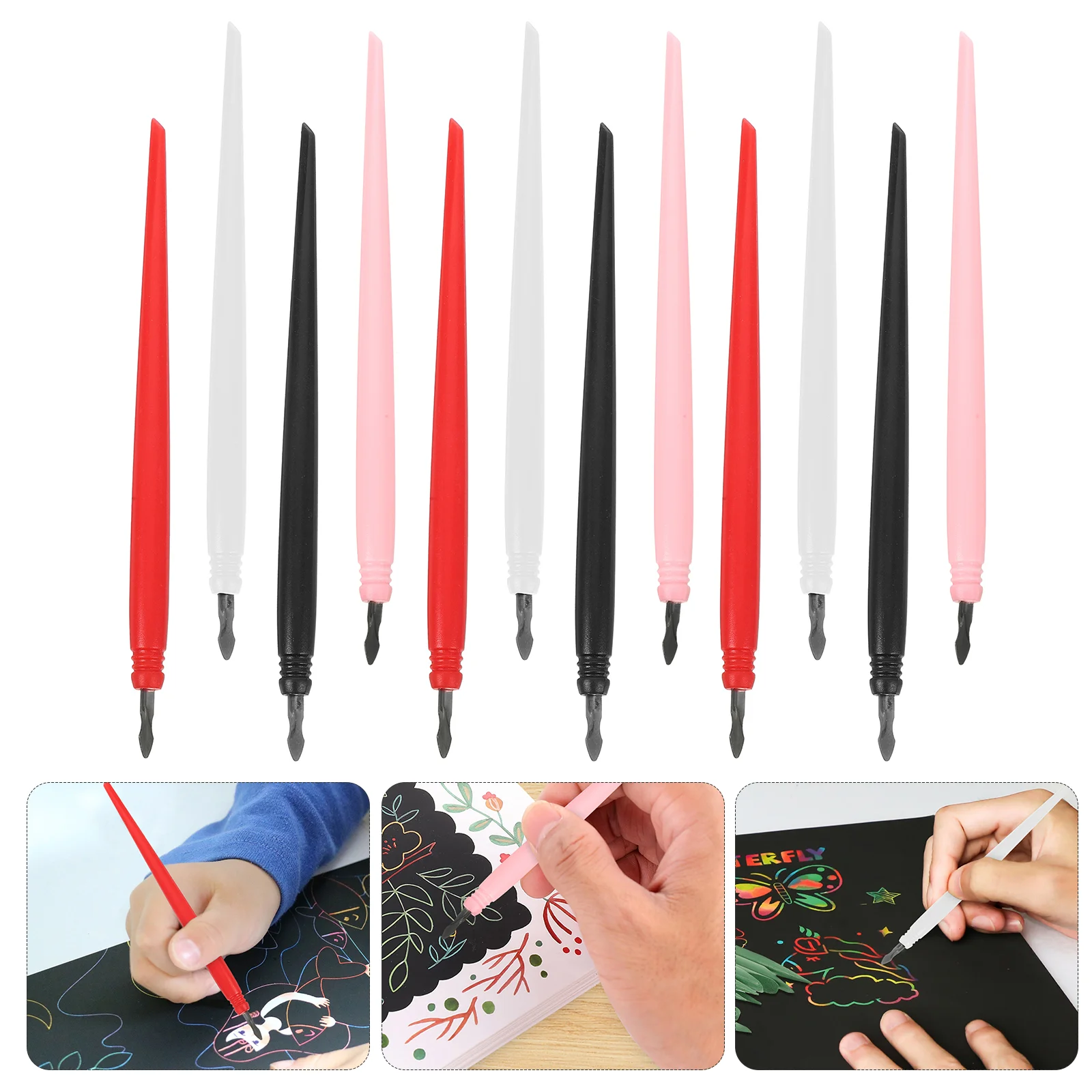 12 Pcs Scratch Painting Tools Scratching Drawing Paper Pens Portable Picture Plastic