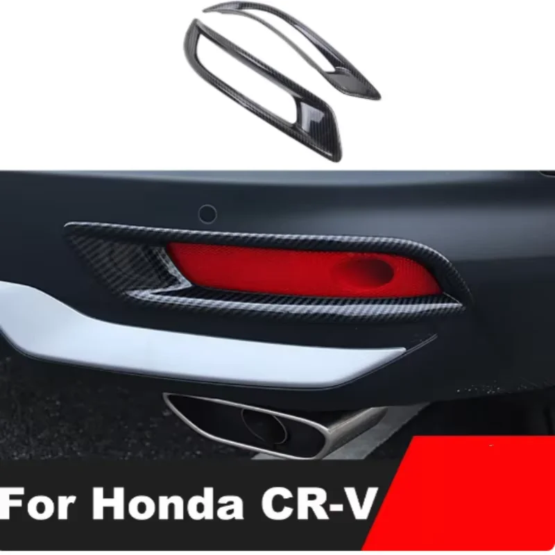 

2Pcs ABS Chrome Carbon Fiber Style Black Tail Rear Brake Fog Light Lamp Frame Panel Cover Trim For Honda CRV CR-V 2021-2022