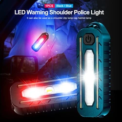 Rosso blu lampeggiante spia USB ricaricabile fanale posteriore impermeabile Police Shoulder Clip luce di sicurezza LED casco luce di lavoro