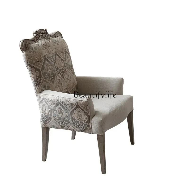 

01 -*American single sofa balcony living room bedroom casual solid wood sofa