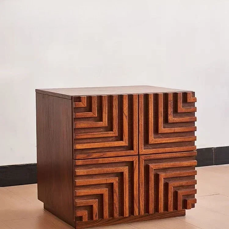 

Medieval Style Bedroom Solid Wood Bedside Cabinet Module Combination Side Cabinet TV Storage Cabinet