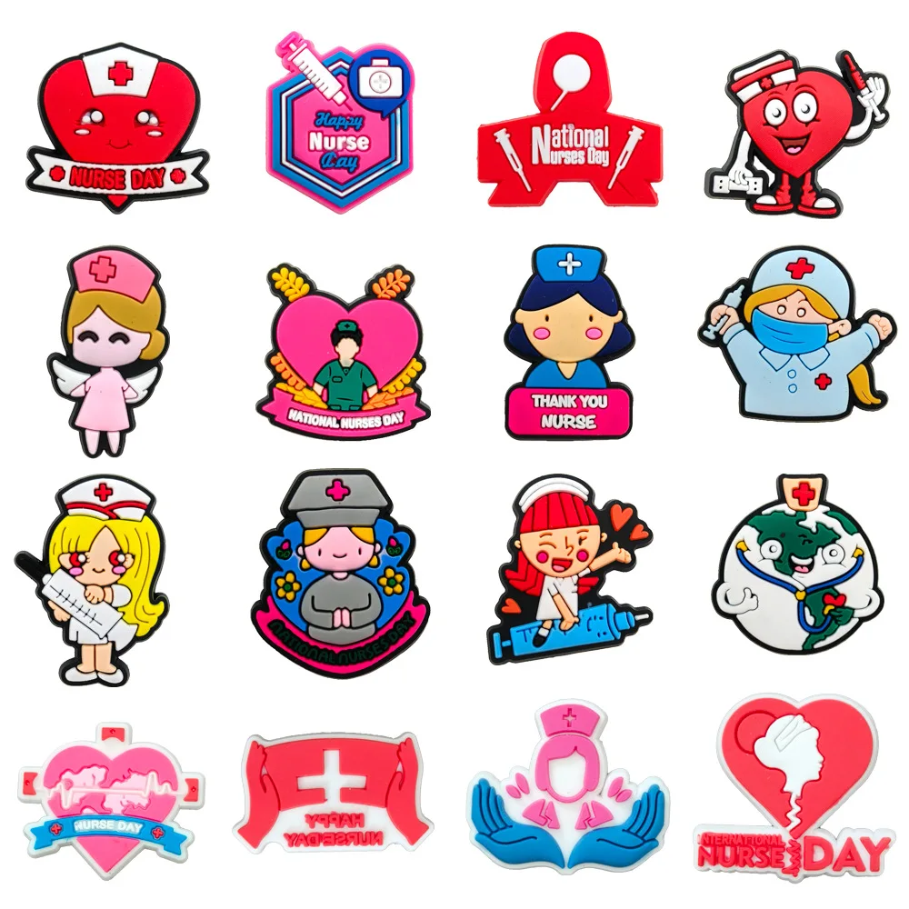 16-100pcs Nurses' Day Shoe Charms For Sandals,Shoe Decoration Accessories Shoe Pins Great Gift For Men Wom