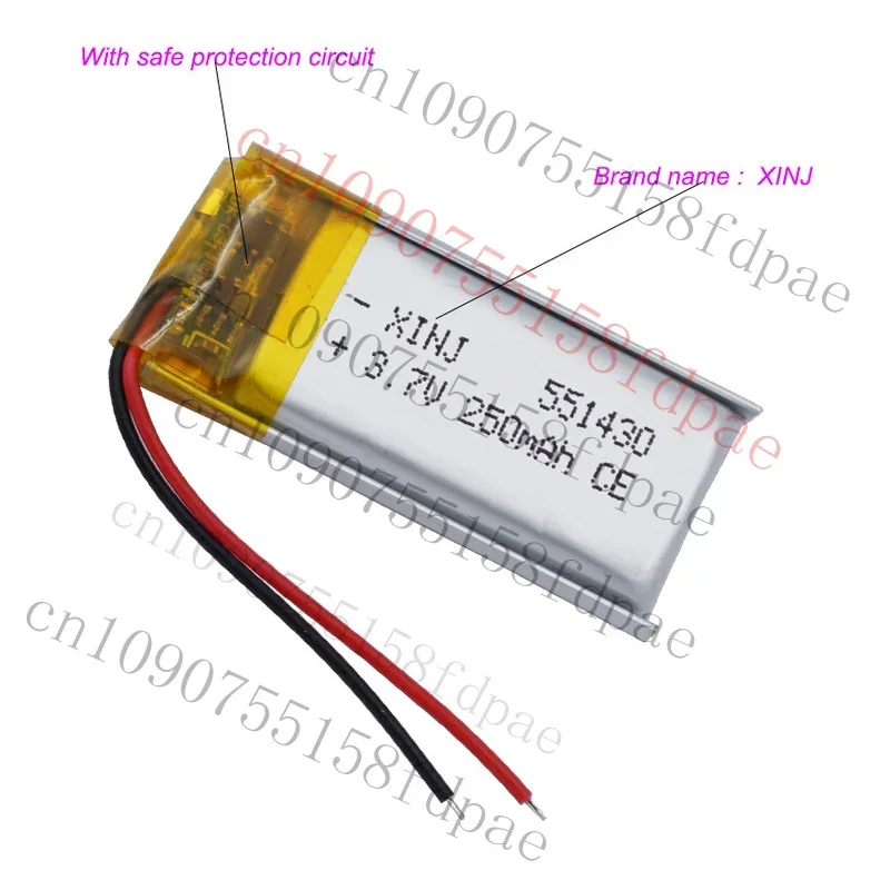 OK 2 قطعة 3.7 فولت 250 مللي أمبير 0.925Wh بطارية ليثيوم 551430 لسماعات بلوتوث GPS
