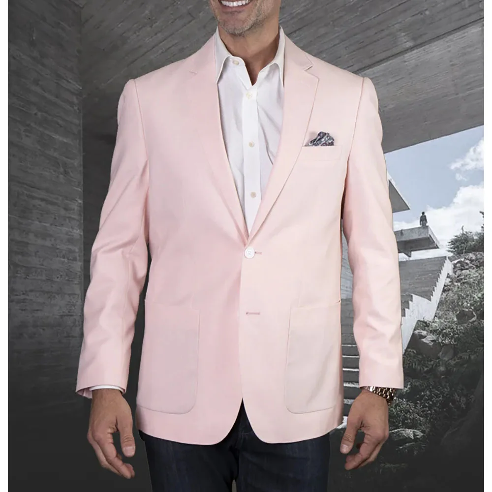 

Chic Pink Suits for Men Single Breasted Notch Lapel Skinny Full Set Casual Prom Party Wedding 2 Piece Jacket Pants Male Clothing