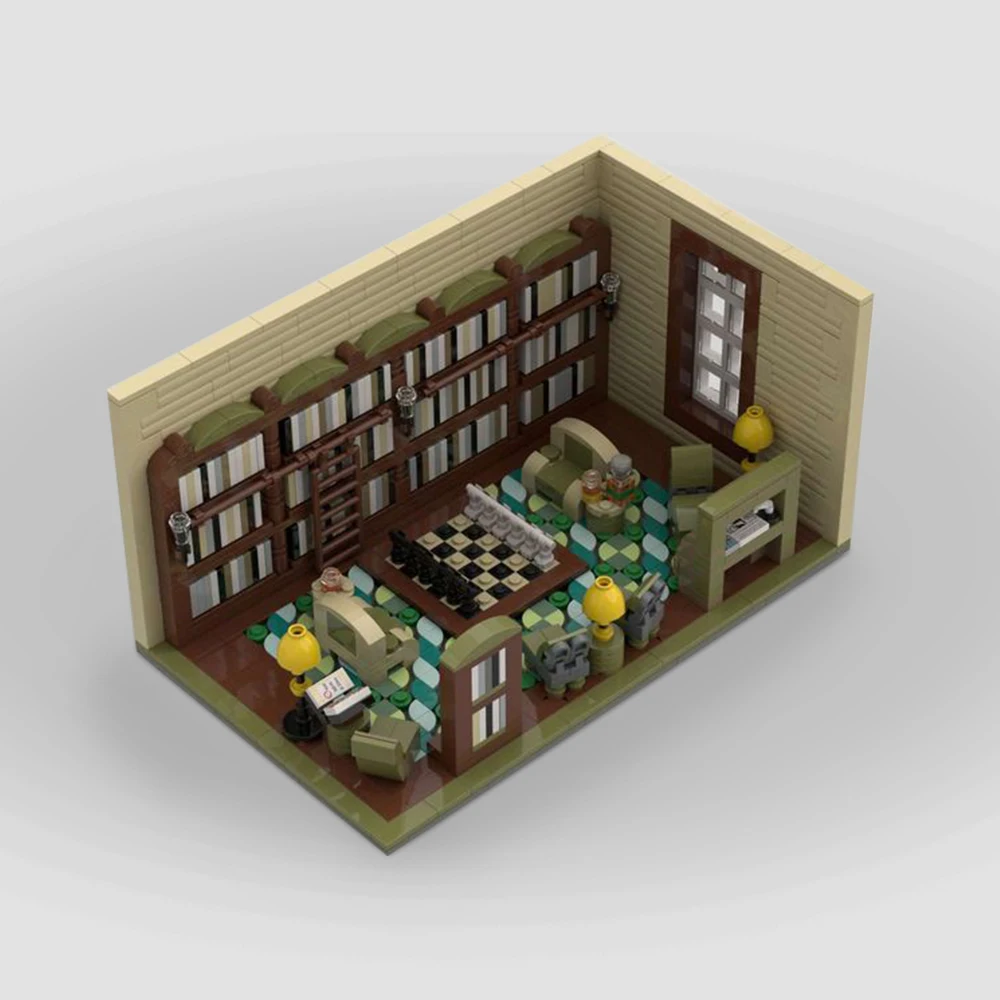 MOC Modern Library Building Blocks Model Books Collection Kids Education Bricks Toys Classic Books Assemble Toys Kids Gifts Toys