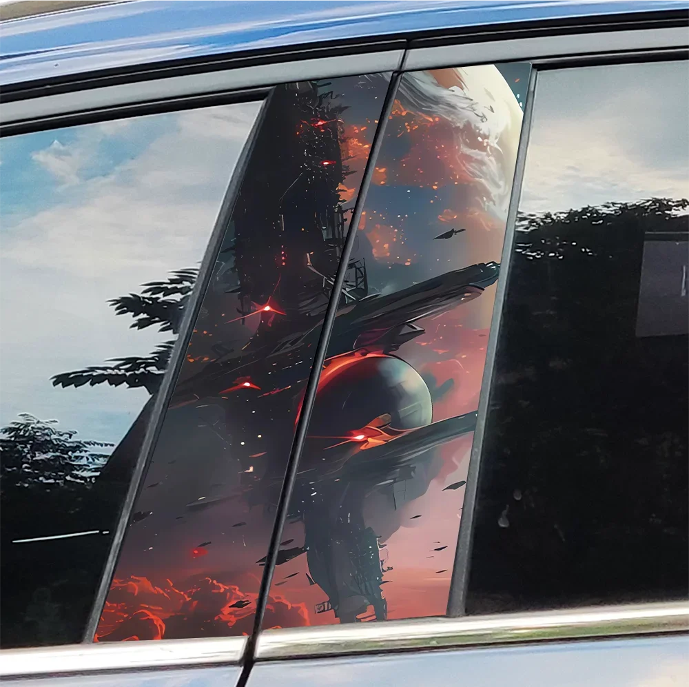

Interspace Car Stickers Auto B Pillar Waterproof Funny Decoration Cover Scratches Sunscreen Car Doors Pillar Vinyl Decals