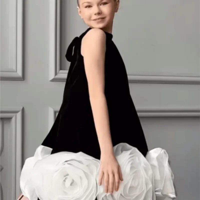 

Платье принцессы с 3D принтом для маленьких девочек, праздничное шелковое платье, винтажная одежда для малышей на день рождения, От 1 до 12 лет, цветок