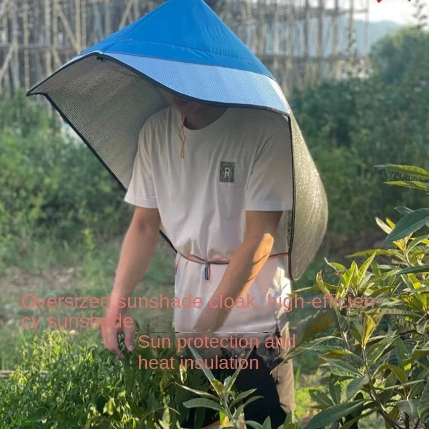 Sun & Rain Protection Hooded Cape - Breathable UV Hat for Farming/Gardening - One piece outdoor hat Fishing cap