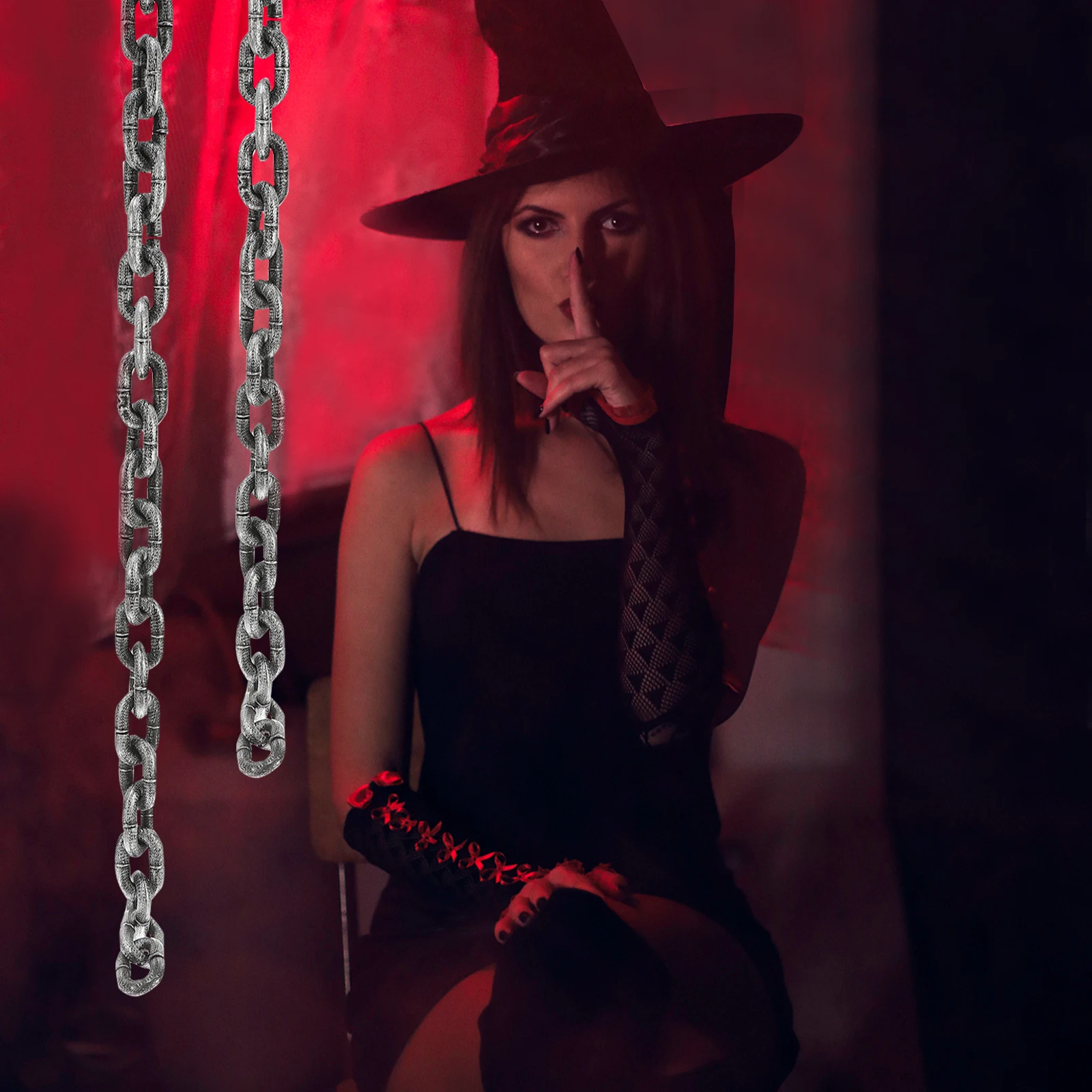 

Милый декор на Хэллоуин, поддельные цепочки, украшения, цепочки, аксессуары для больших объемных декоративных цепочек