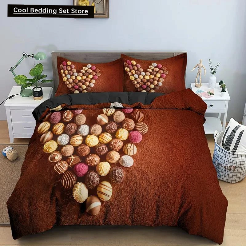 

Chocolate Bedding Set Dessert Candy Duvet Cover Comforter Cover Sweet Food Girls Single Queen King 2/3pcs Polyester Quilt Cover