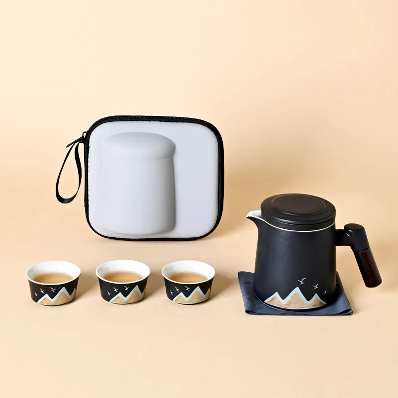 Tea Set suit Express Cup Travel Portable Outdoor Ceramic Teapot with Lid Filter Custom logo Gift Giving