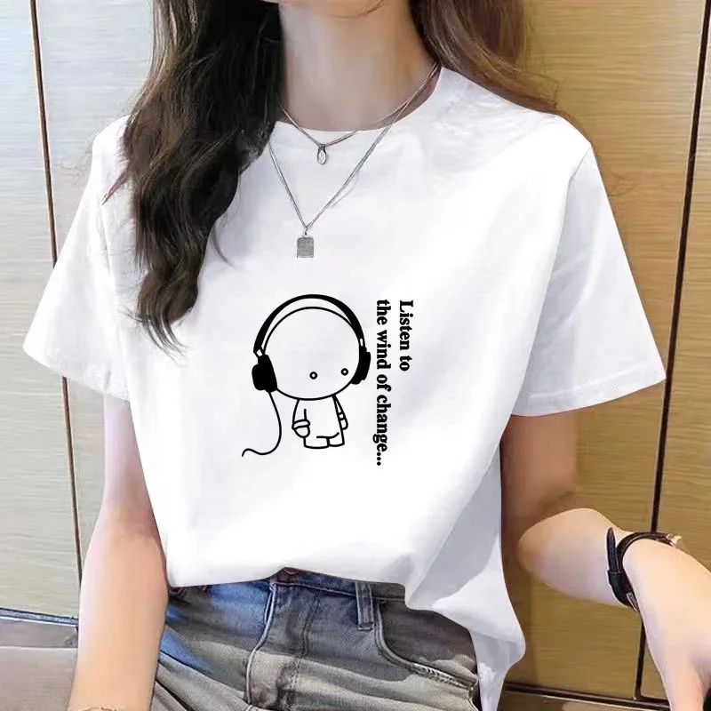 

shirt women top short sleeve t shirts New Korean t shirt for Women Round Neck Loose women clothes Fashion tshirt woman Cartoon