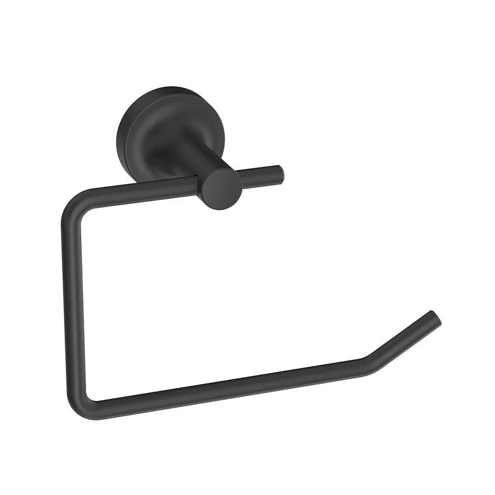 Modern Wall Mount Toilet Paper Holder Matte Black Simple Design Bathroom Accessory Durable Hardware Included Easy to Use