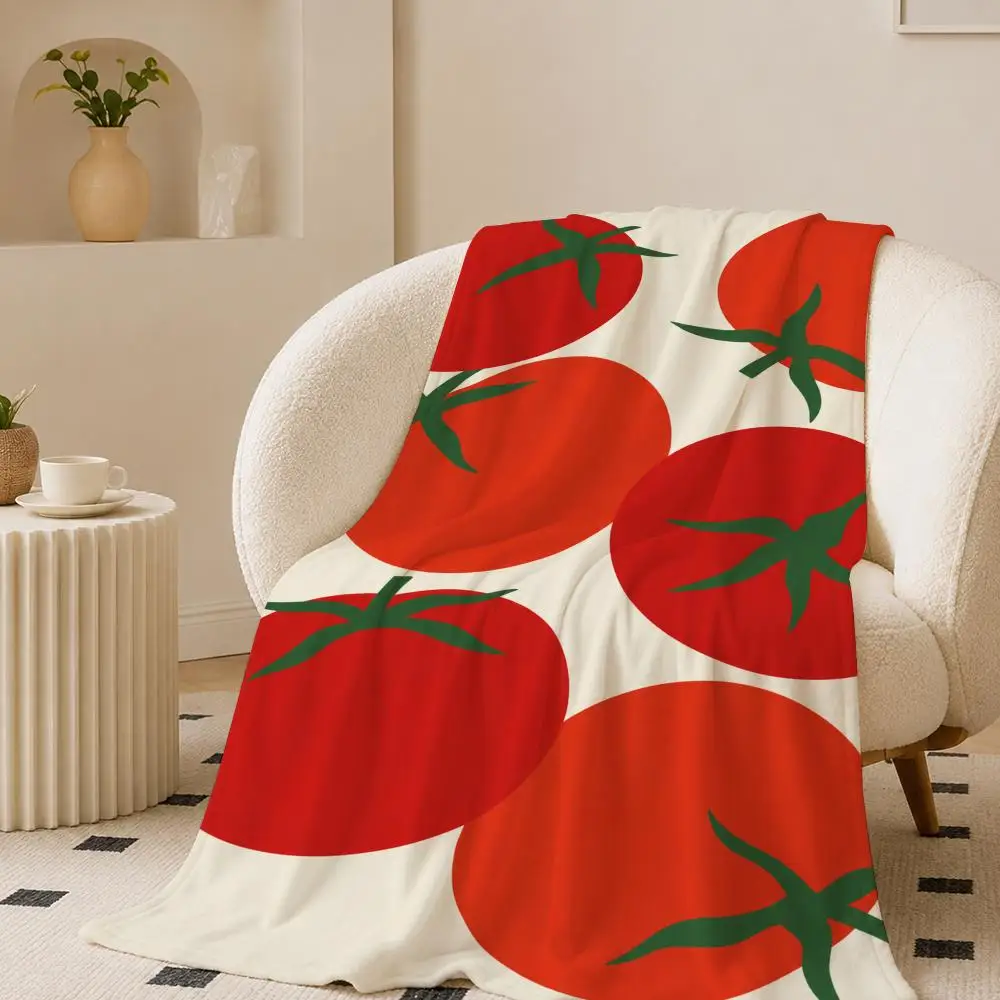 Cute Retro Fruit Decor Throw Lightweight 240g Flannel Blanket Soft Skin-friendly for Summer Cooling