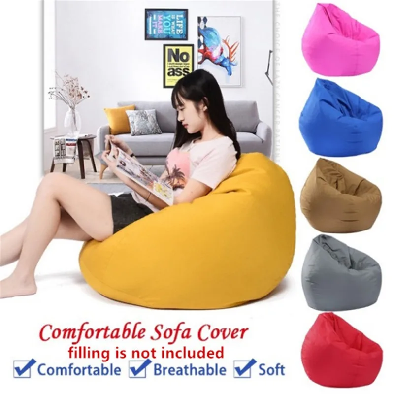 Lazy Sofas Cover Chairs Without Filler Adults Kids Bean Bag Chair Couch Cover Living Room Bedroom Home Tatami Lounger Seat Cover