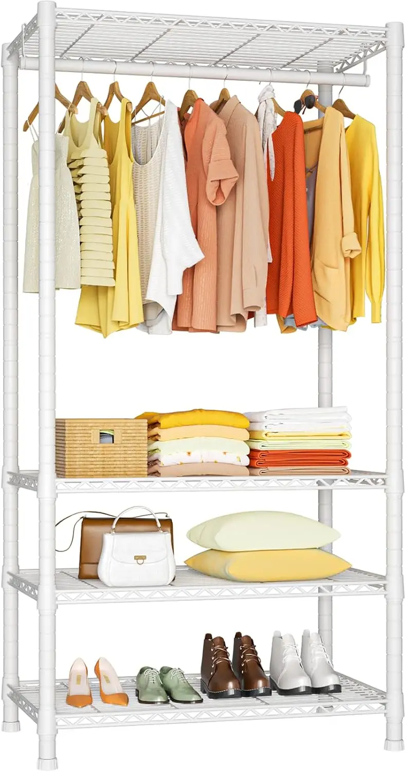 H2 Heavy-Duty Portable Closets 4-Tier Freestanding Garment Rack Suit for Small Space and Corner Closet Organizer System Portable