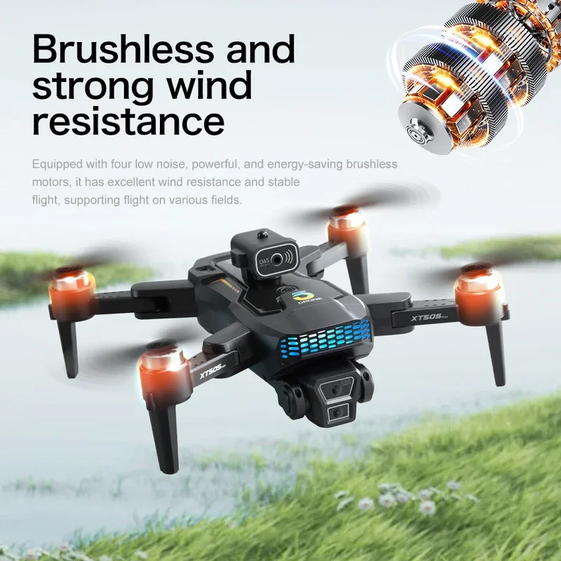 New XT505 Drone 8K Professional Dual Camera 5G FPV 360° Optical Flow Obstacle Avoidance Brushless Motor Foldable Quadcopter Gift