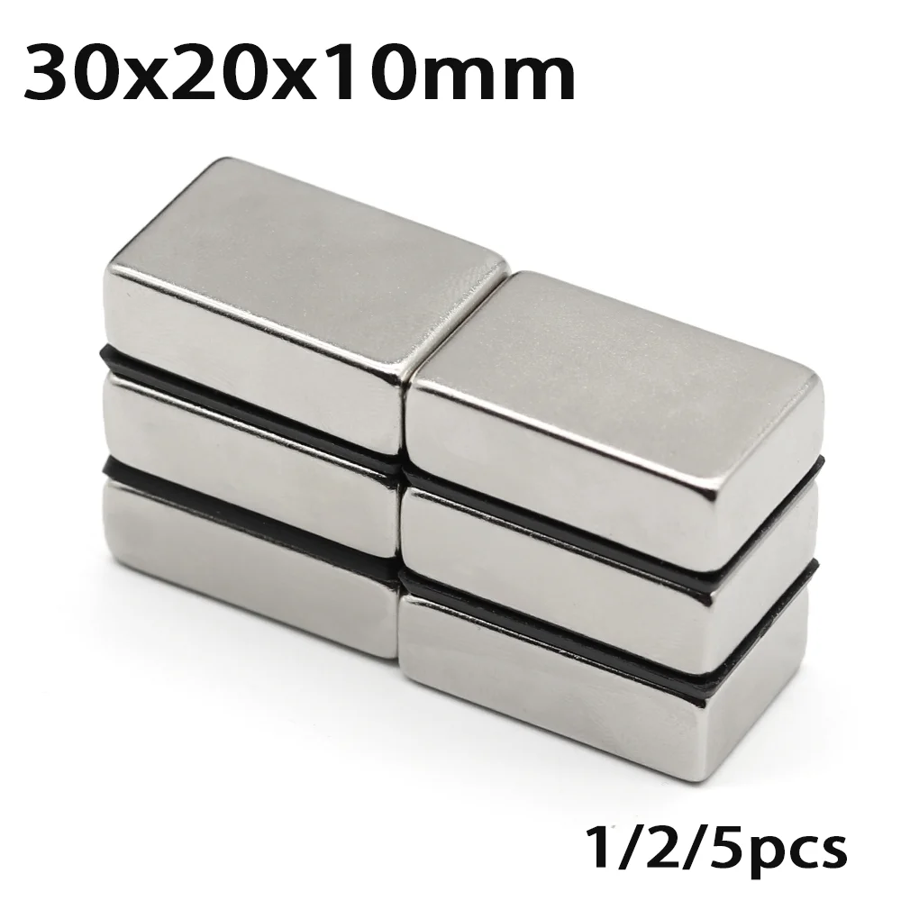 

1/2/5pcs Neodymium Magnets 30x20x10mm Super Powerful Square Magnet NdFeB Permanent Magnet for Refrigerator DIY Crafts and Office