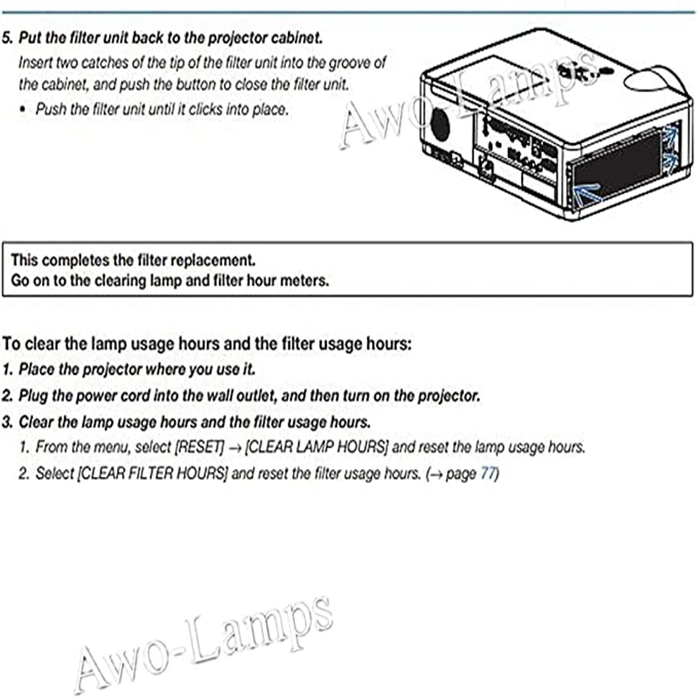 Substituição do filtro de ar para projetor Eiki, EK-307W,EK-306U,EK-305U,EK-303U,EK-302X,EK-301W,EK-100W,EK-101X,EK-102X