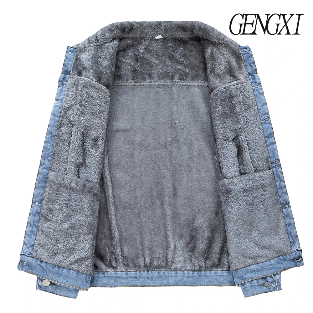 الرجال سترة الدنيم سميكة مبطنة بالصوف الخريف/الشتاء وصول جديد يندبروف الدافئة متعددة جيب التلبيب سترة شارع العليا خمر