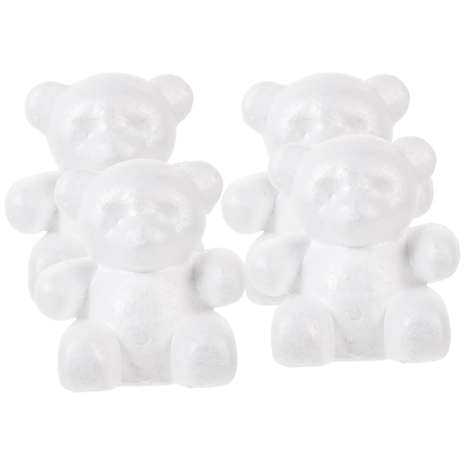 4Pcs White Foam Bear Shape Sculptures 15Cm Height 10Cm Base DIY Craft Balls for Painting Decorating Flower Arranging Festive view 3