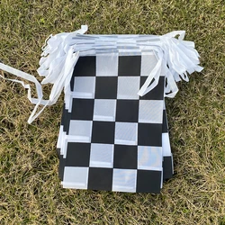 Aerlxemrbrae 20pcs/lot Racing Party Track Car Finish Line Black White Flag Party String Banner for Decoration Birthdays