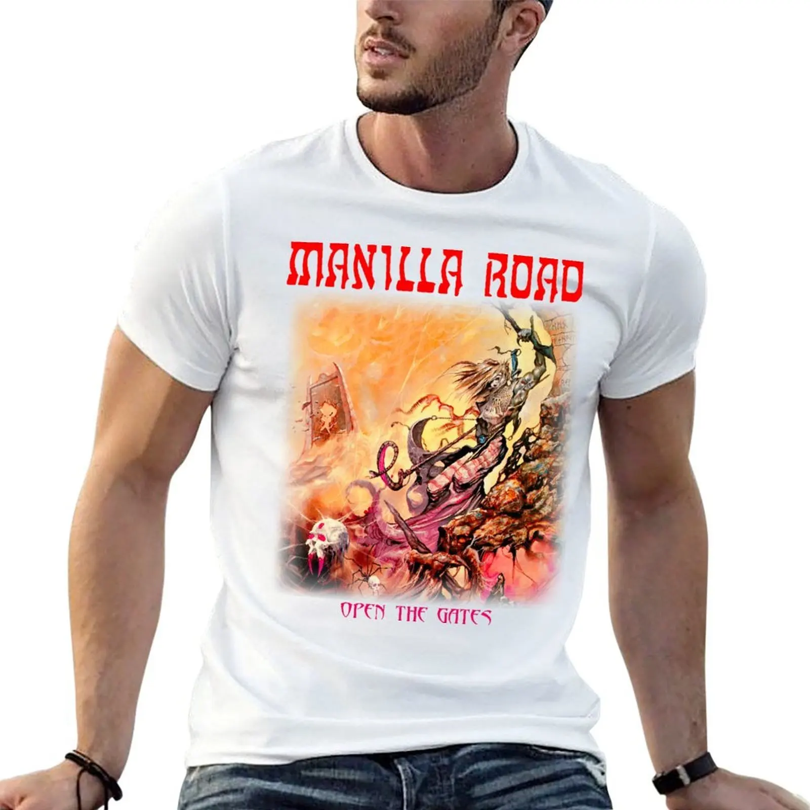 Open the Gates by Manilla Road - Classic Old School Epic Heavy Power Metal T-Shirt anime shirt oversized outfits for men