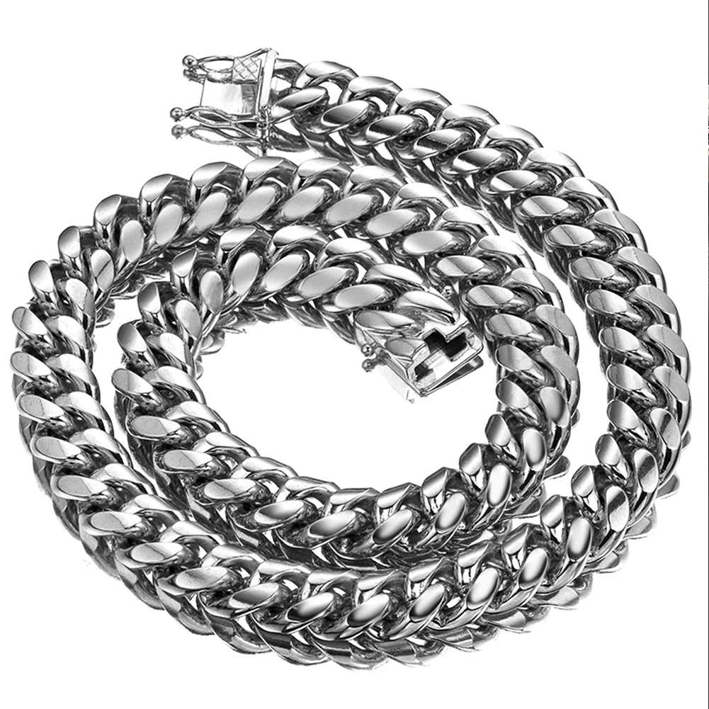 

6/8/10/12/14mm Chains House Miami Cuban Chain Necklace for Men, Stainless Steel Men Chunky Curb Link Hip Hop Necklace Chains