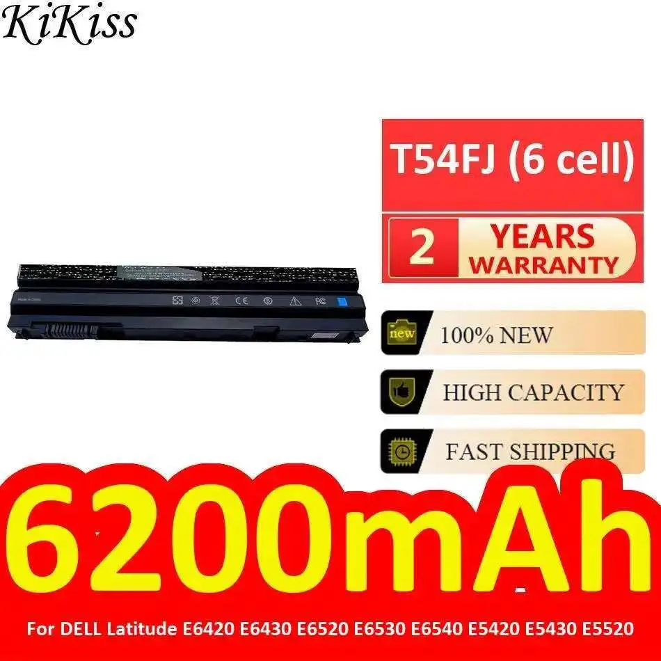 

For Dell Latitude E6420 E6430 E6520 E6530 E6540 E5420 E5430 E5520 E5530 High-Efficiency Laptop Battery T54FJ 6 Cell 6200Mah