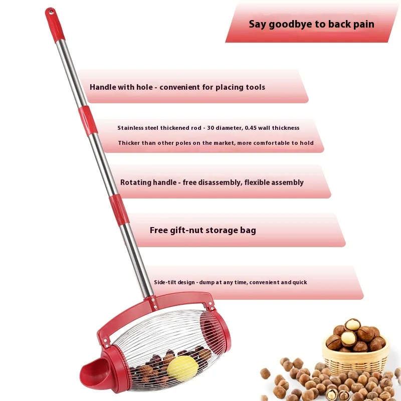 New and Hot-selling Side-tilting Nut Collector, Fruit Picker, Walnut and Chestnut Picker, Golf Ball Picker, Garden Tool
