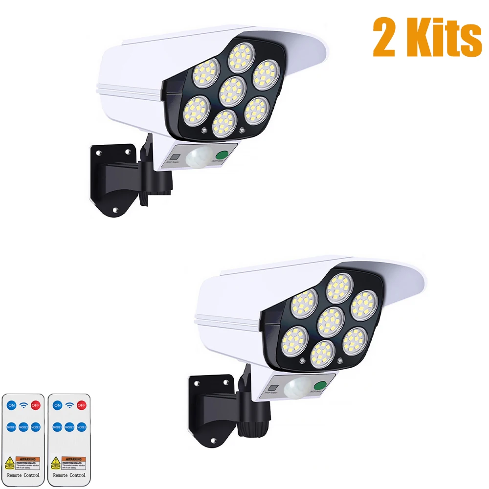NONE 77-LED-Außen-Bewegungsmelder, Solarleuchten, Flutlicht, wasserdicht, kabellos, Dummy-Köder, gefälschte Überwachungskamera für Veranda, Garten, Terrasse 4