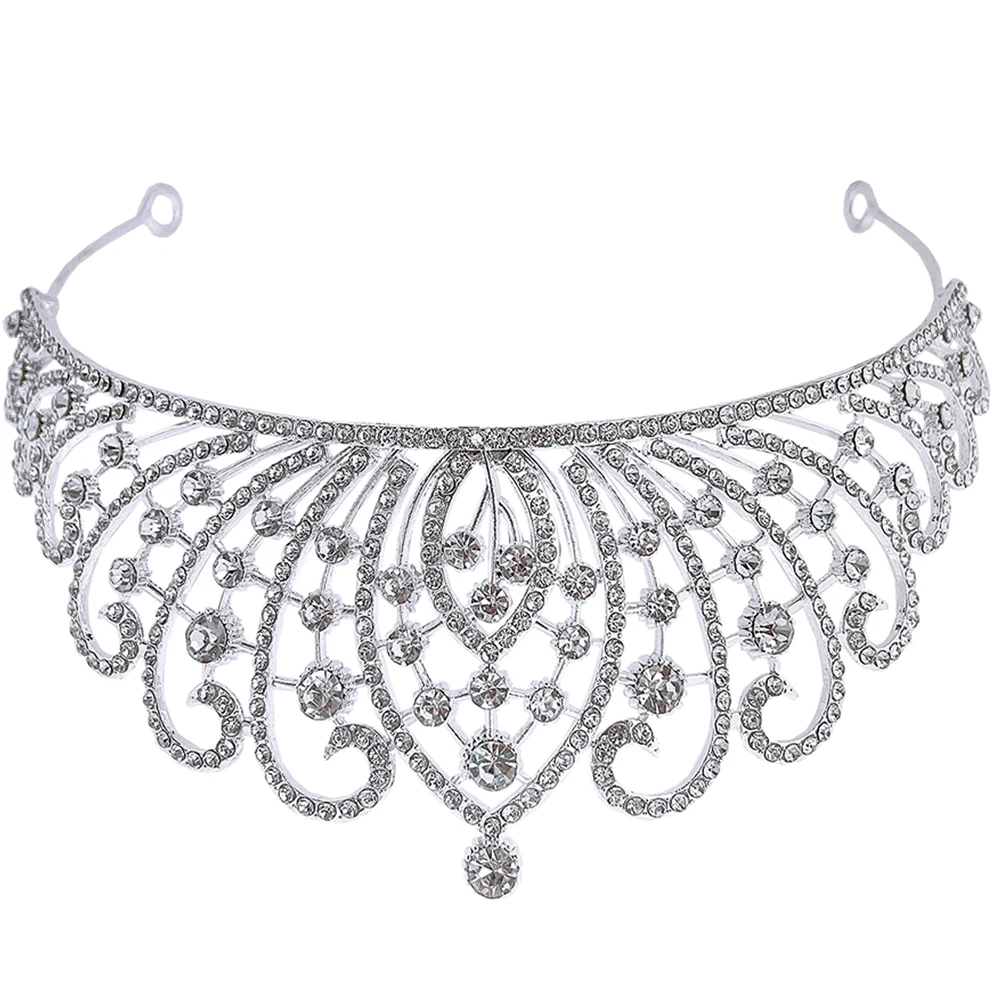 

Rhinestone Tiara Crown for Girls Women Bridal Wedding Party Accessories Purple Pink Decorative Tiaras Banquet Headpiece